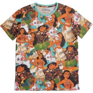 Disney Moana Cakeworthy All Over Print T-Shirt Mens 2XL Maui Pua Hei Hei Tee
